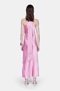 Robe longue Pandora à coupe croisée en satin - Rose