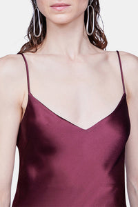 Robe nuisette courte col V - Burgundy