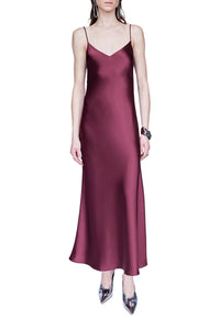 Cropped V Neck Slip Dress - Burgundy