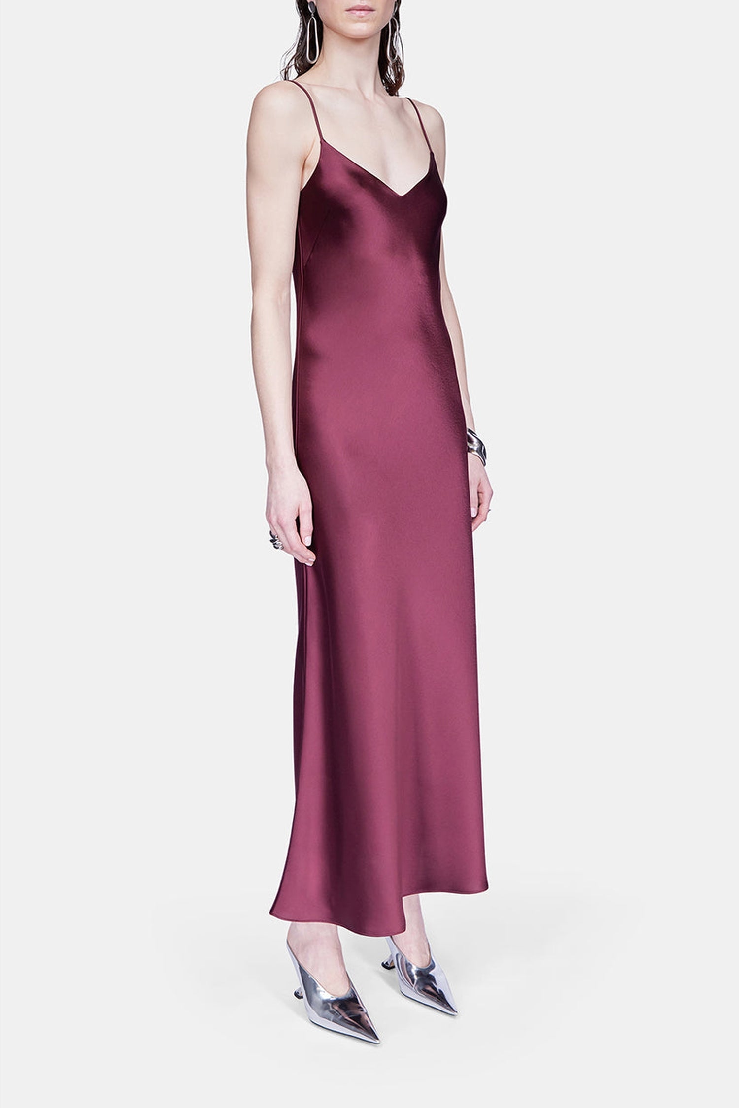 Robe nuisette courte col V - Burgundy