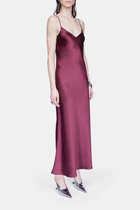 Cropped V Neck Slip Dress - Burgundy
