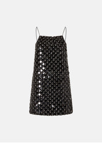 Embroidered short dress - Black