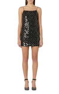 Embroidered short dress - Black