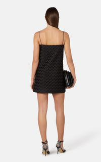 Embroidered short dress - Black