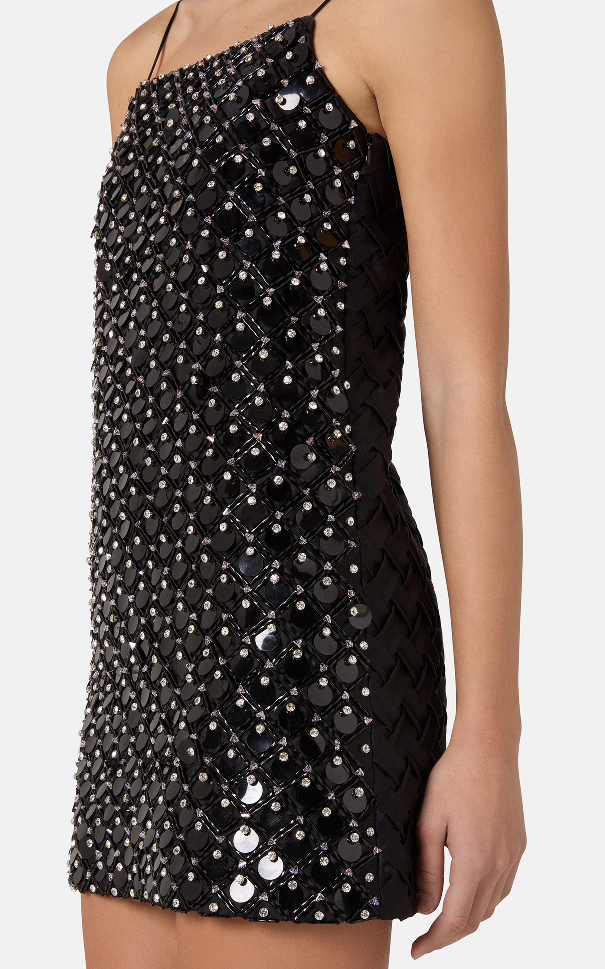 Embroidered short dress - Black