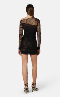 Bow short dress in tulle - Black