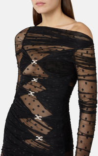 Bow short dress in tulle - Black