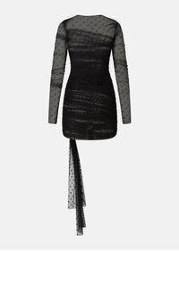 Bow short dress in tulle - Black