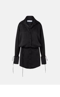 Short dress with knotted cuffs - Black