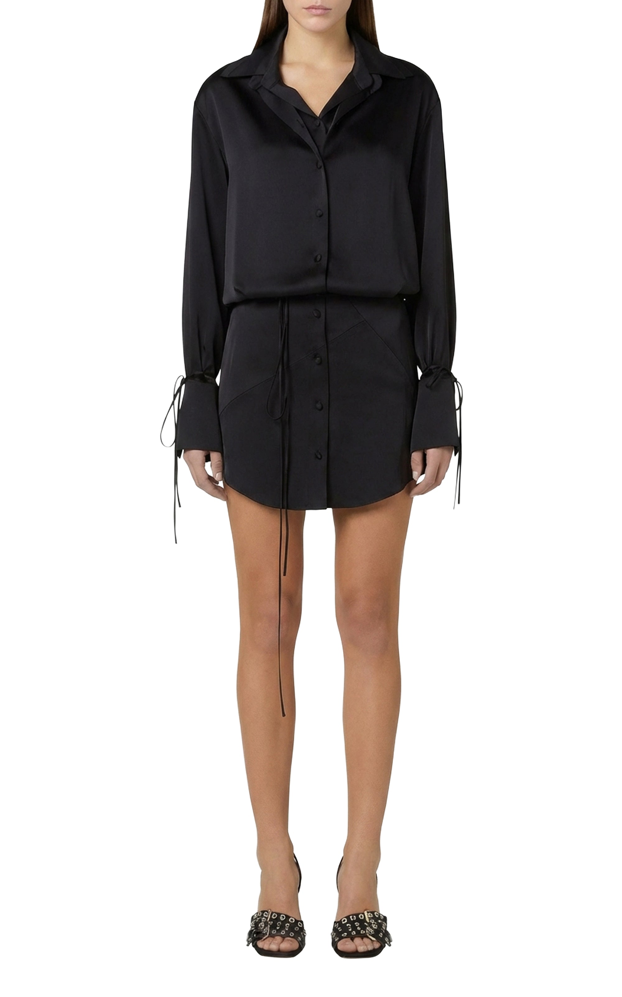 Short dress with knotted cuffs - Black