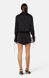 Short dress with knotted cuffs - Black