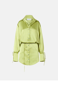 Short dress with knotted cuffs - Olive Green