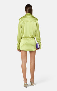 Short dress with knotted cuffs - Olive Green