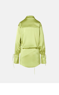 Short dress with knotted cuffs - Olive Green