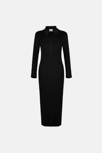 Rhea Lounge Short Sleeve Henley Dress - Black