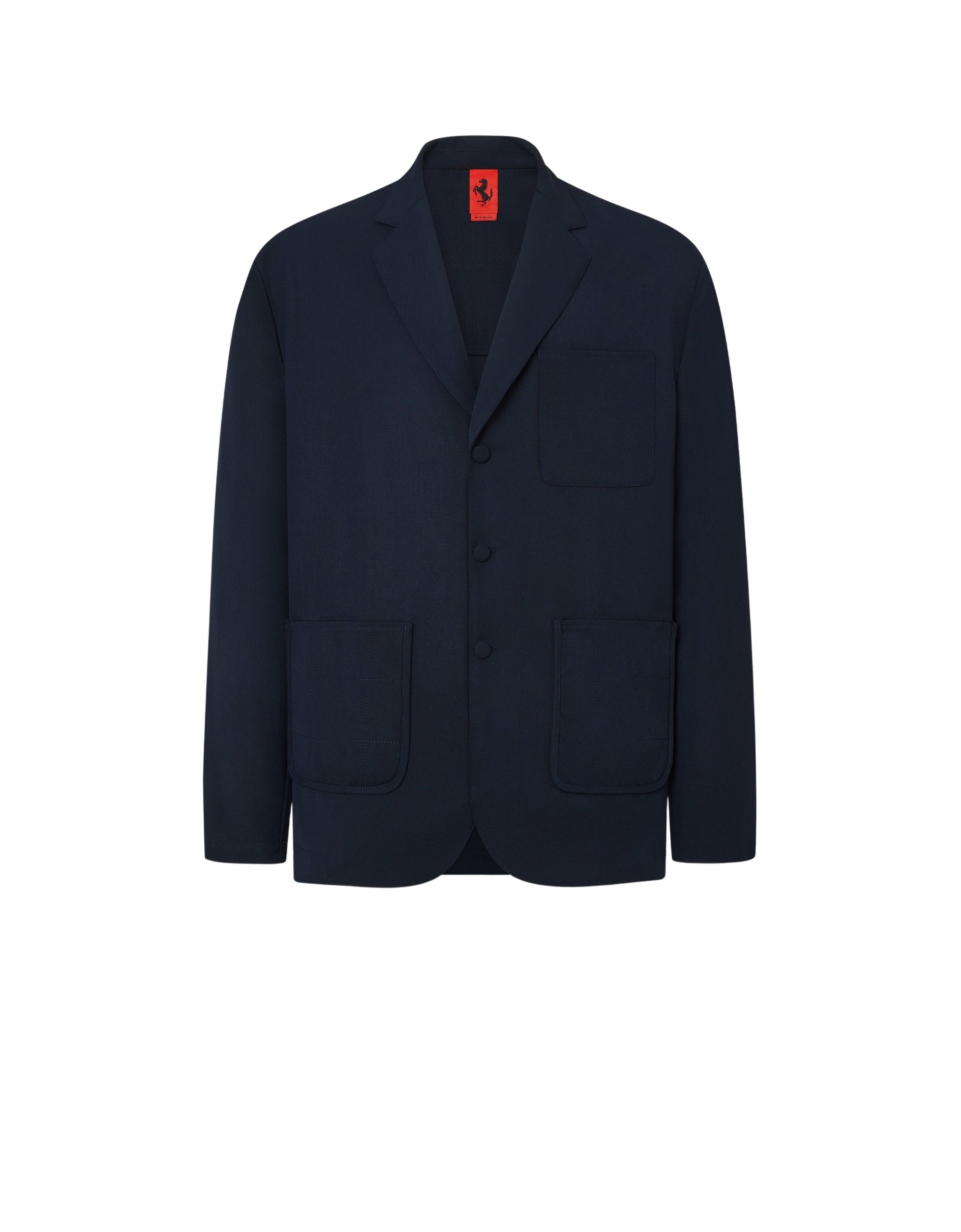 Blazer droit en laine mélangée - Navy Blu