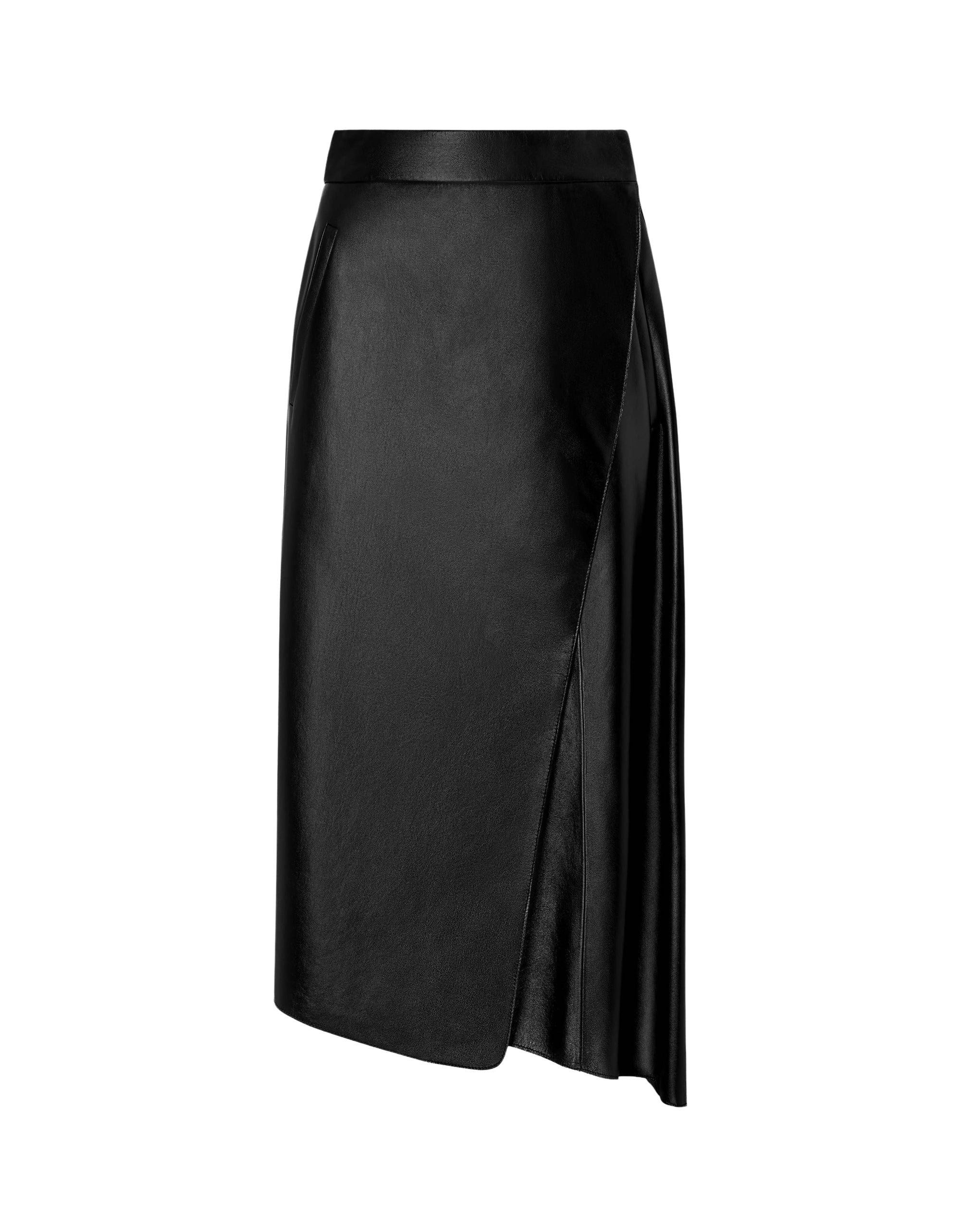 Asymmetrical leather skirt - Nero