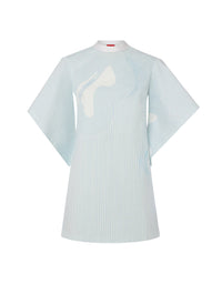 Batwing dress with circuit print - Bianco