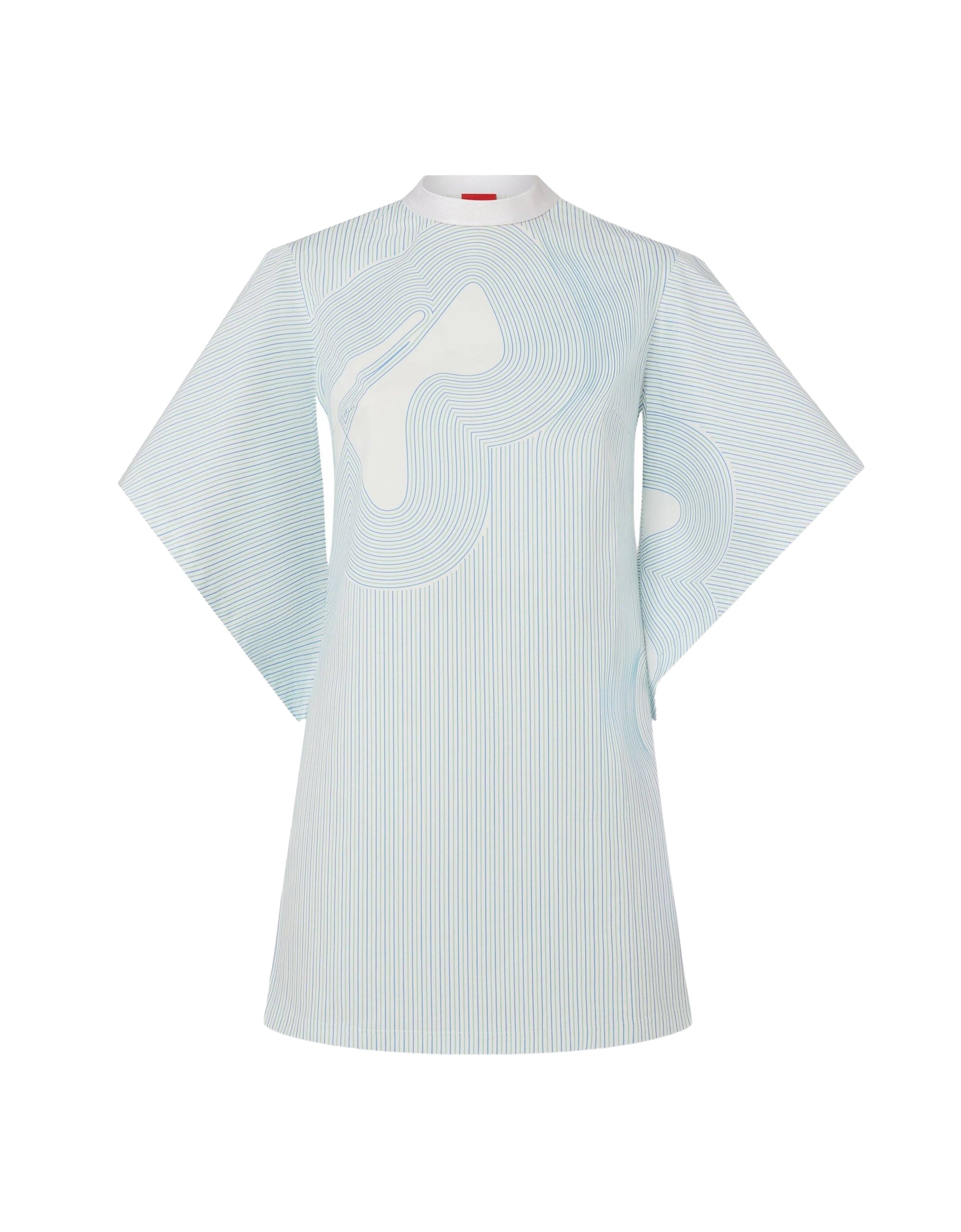Batwing dress with circuit print - Bianco