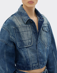 Veste unisexe courte en denim délavé - Light Denim