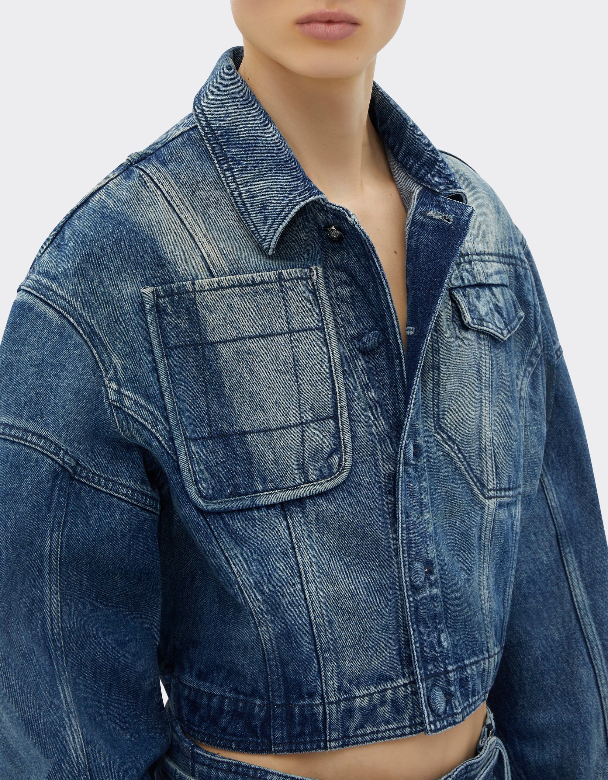 Veste unisexe courte en denim délavé - Light Denim