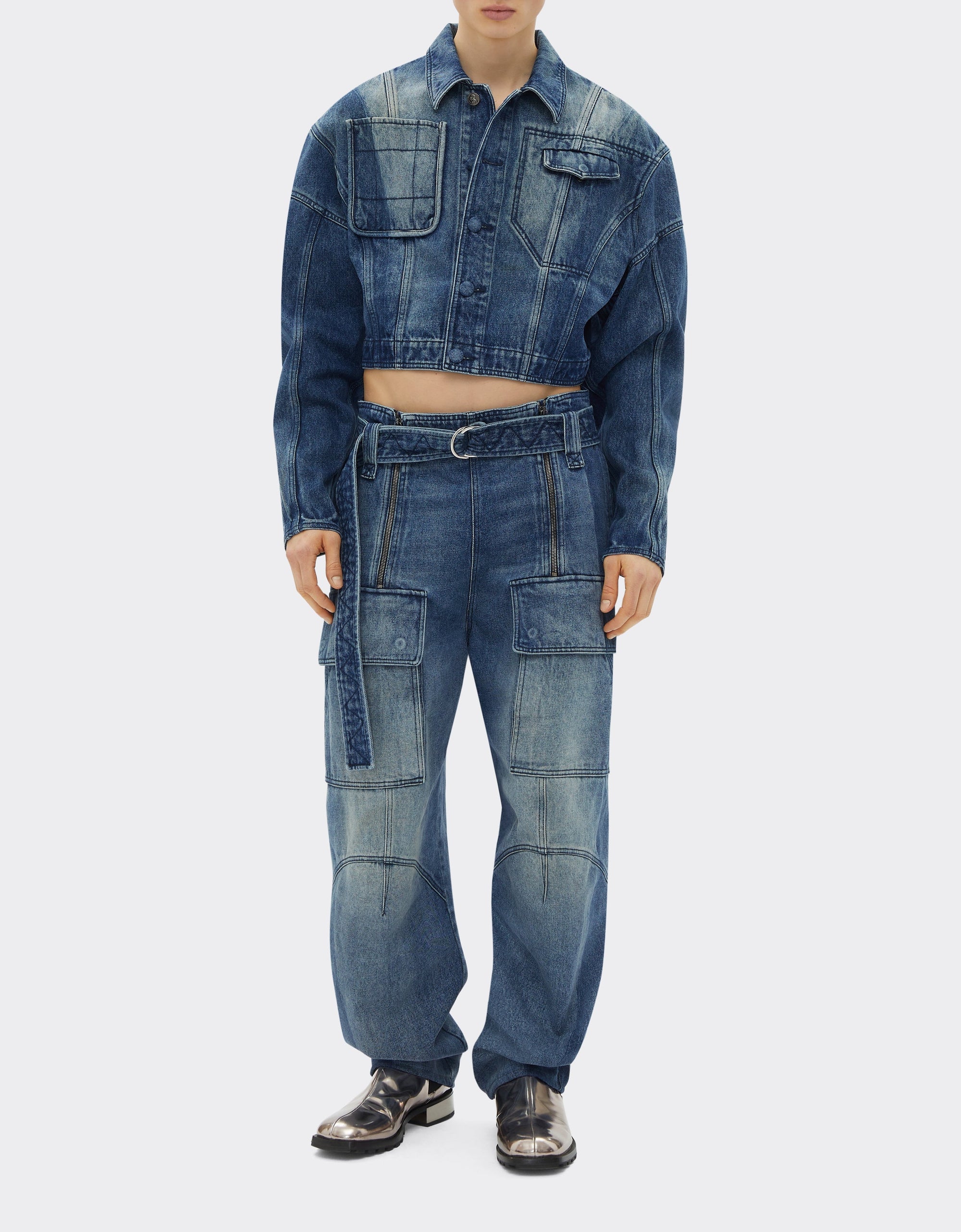 Veste unisexe courte en denim délavé - Light Denim