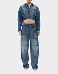Veste unisexe courte en denim délavé - Light Denim
