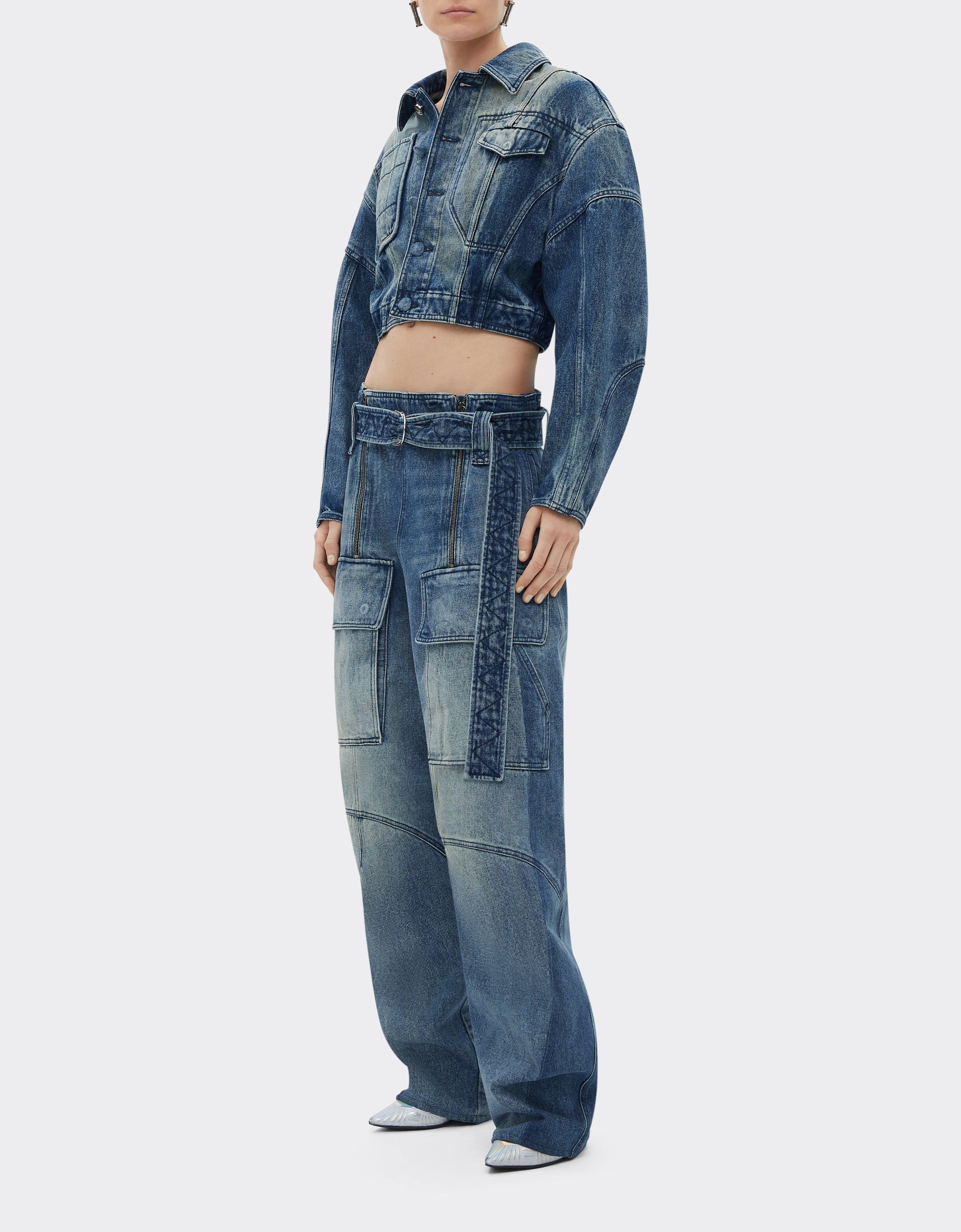 Veste unisexe courte en denim délavé - Light Denim
