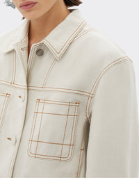 Veste avec surpiqûres en denim - Ecru