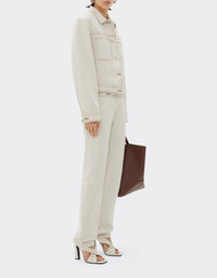 Veste avec surpiqûres en denim - Ecru