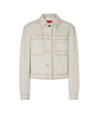 Veste avec surpiqûres en denim - Ecru