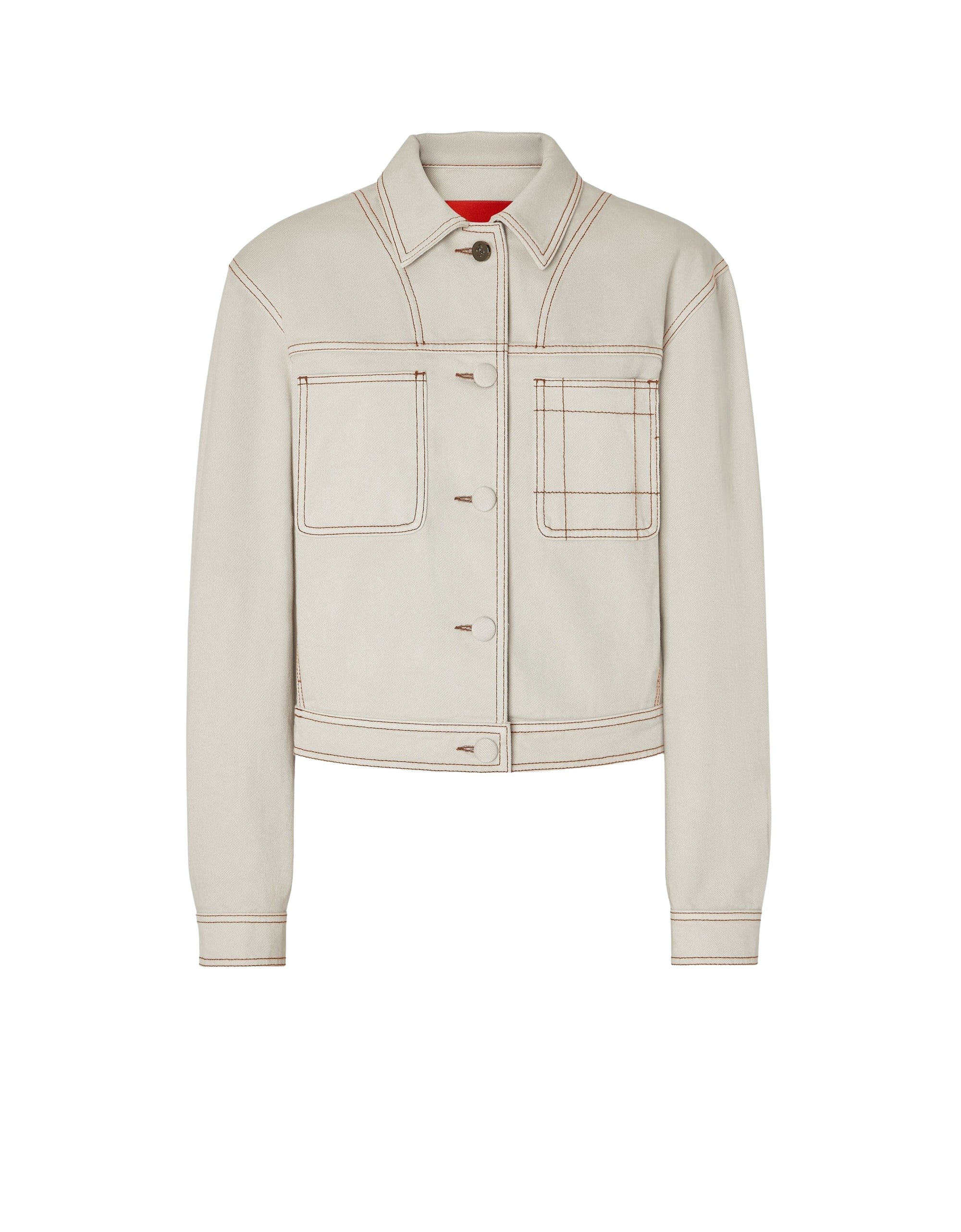 Veste avec surpiqûres en denim - Ecru