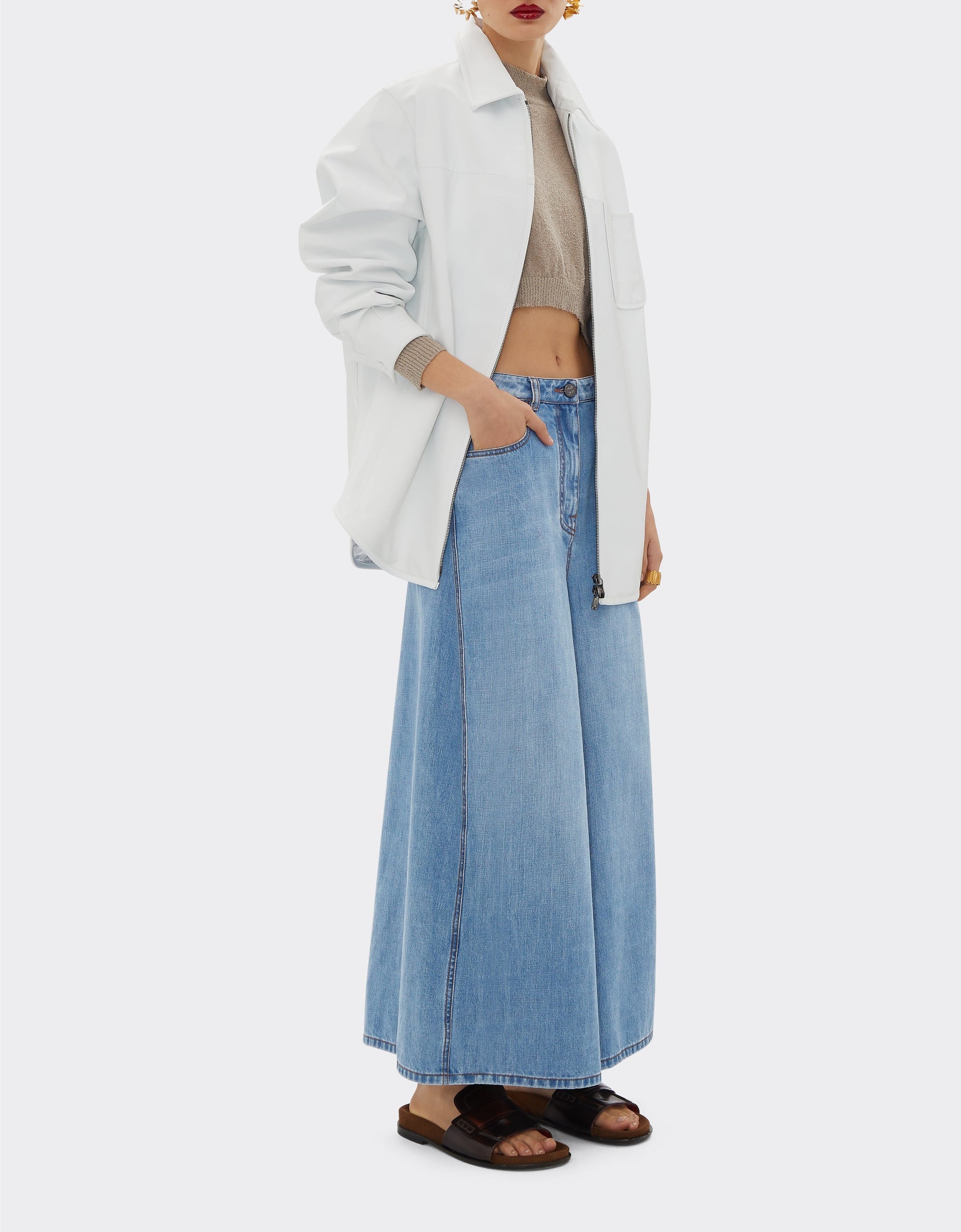 Pantalon large en denim - Light Denim