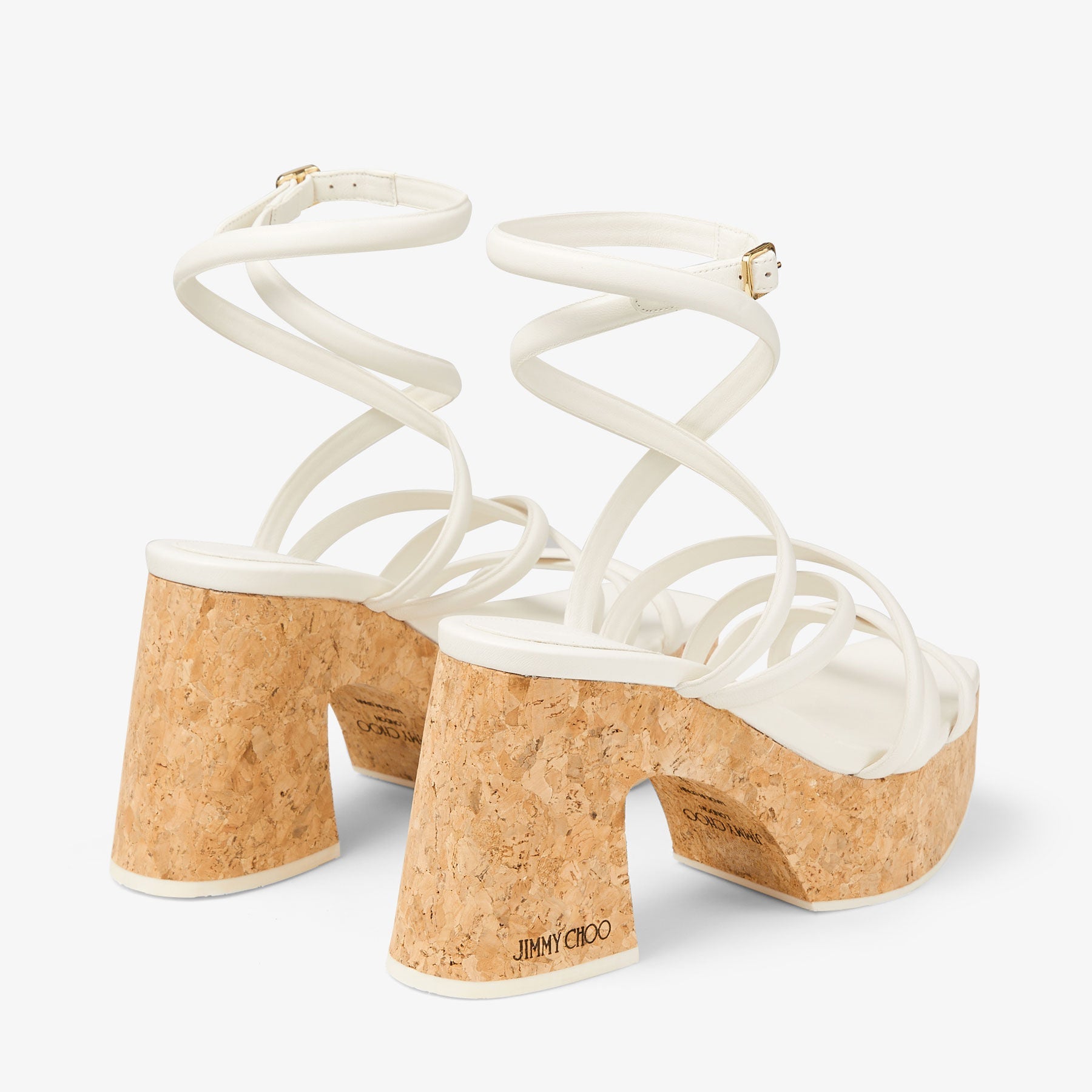 Sandales compensées Cecelia 95 en cuir - Latte & Natural