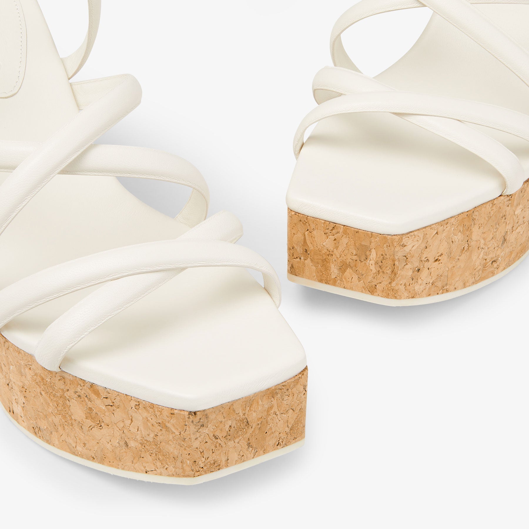 Sandales compensées Cecelia 95 en cuir - Latte & Natural