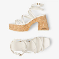 Sandales compensées Cecelia 95 en cuir - Latte & Natural