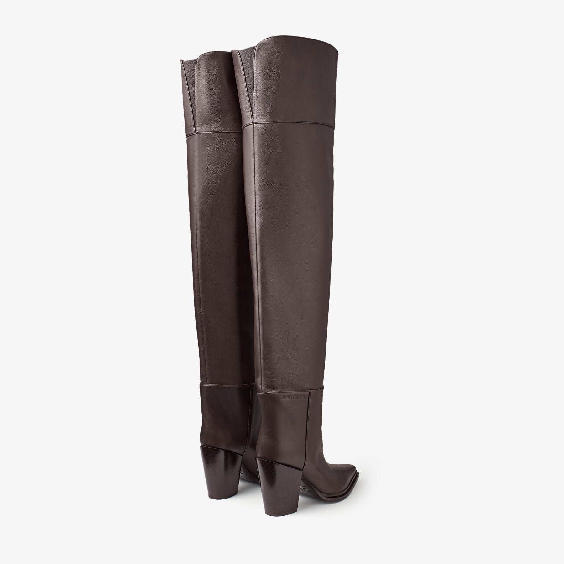 Cuissardes Cece 80 en cuir - Coffee