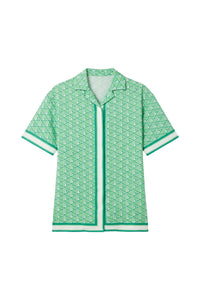 Chemise oversize imprimée monogramme - Marine & Blanc