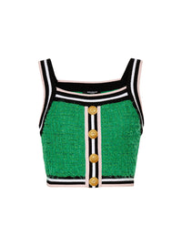 Haut court monogramme 4 boutons - Vert & Noir & Blanc & Rose