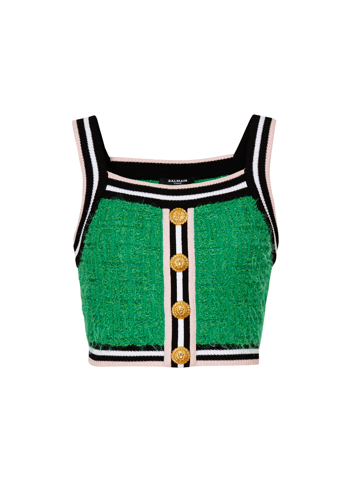 Haut court monogramme 4 boutons - Vert & Noir & Blanc & Rose