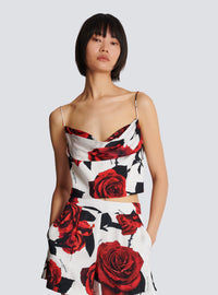 Top nuisette imprimé red roses - Rouge