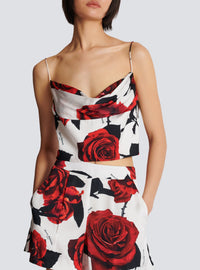 Top nuisette imprimé red roses - Rouge