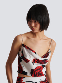 Top nuisette imprimé red roses - Rouge