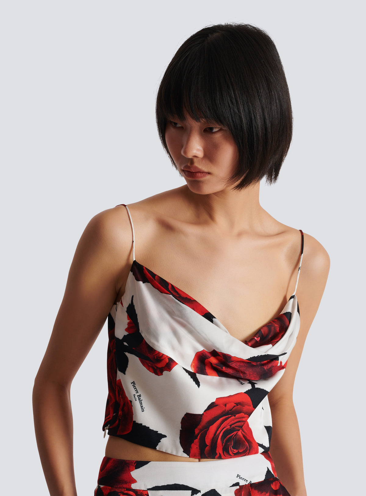 Top nuisette imprimé red roses - Rouge
