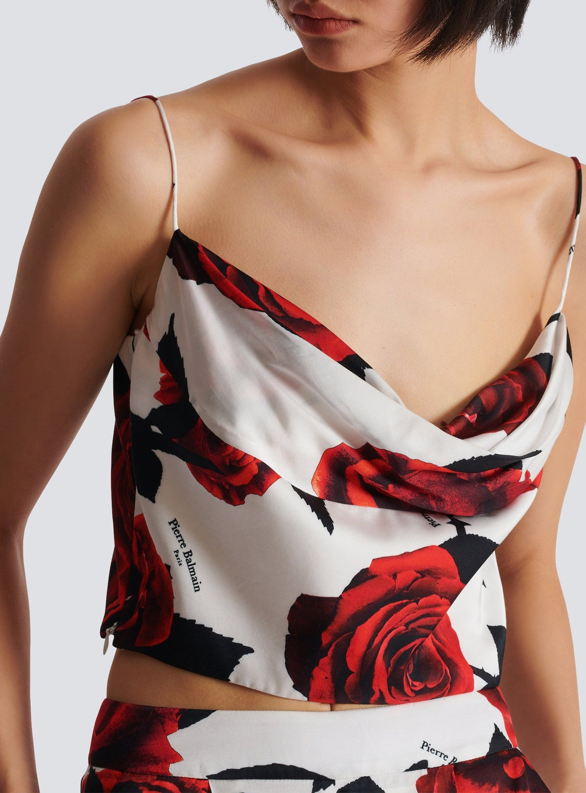 Top nuisette imprimé red roses - Rouge