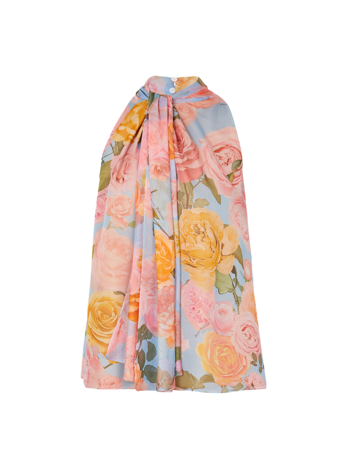 Top à col lavallière imprimé pastel roses - Multicolore