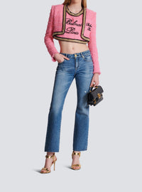 Top à chaînes en tweed - Rose Foncé