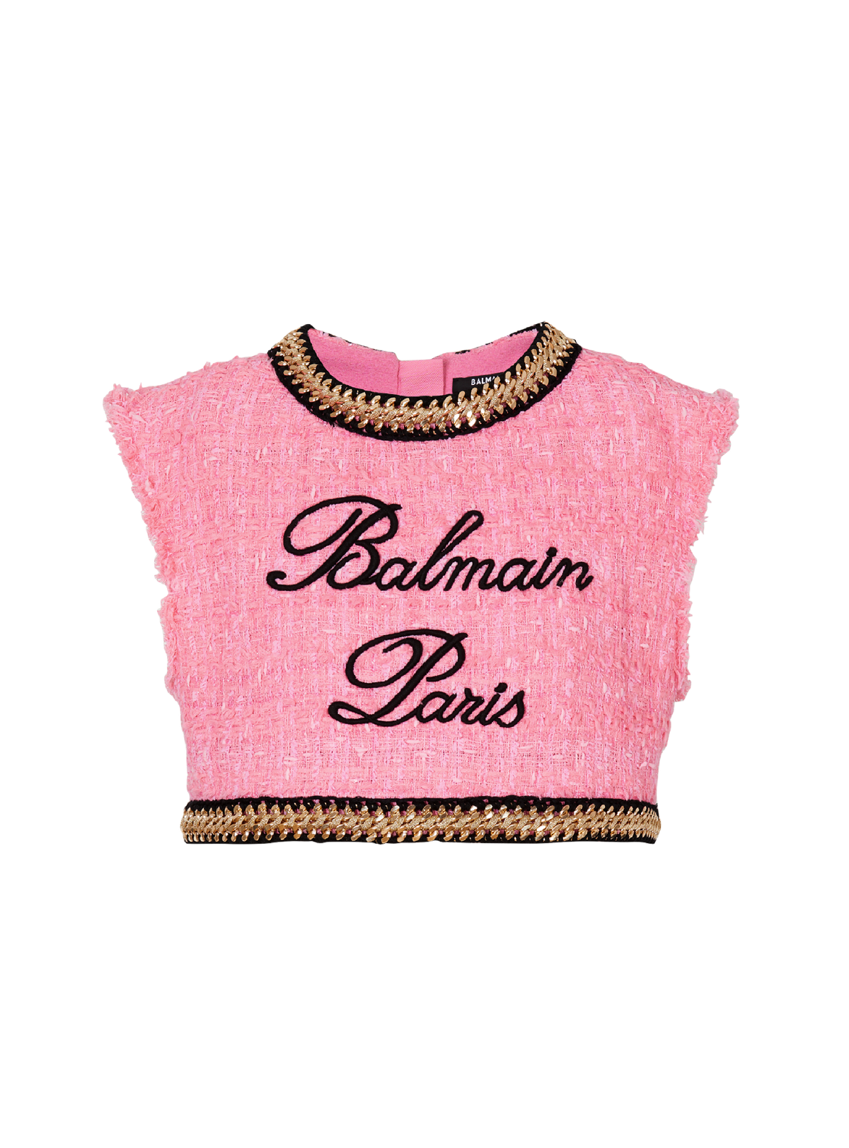 Top en tweed et chaînes balmain signature - Rose Foncé