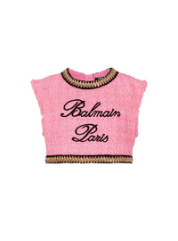 Top à chaînes en tweed - Rose Foncé