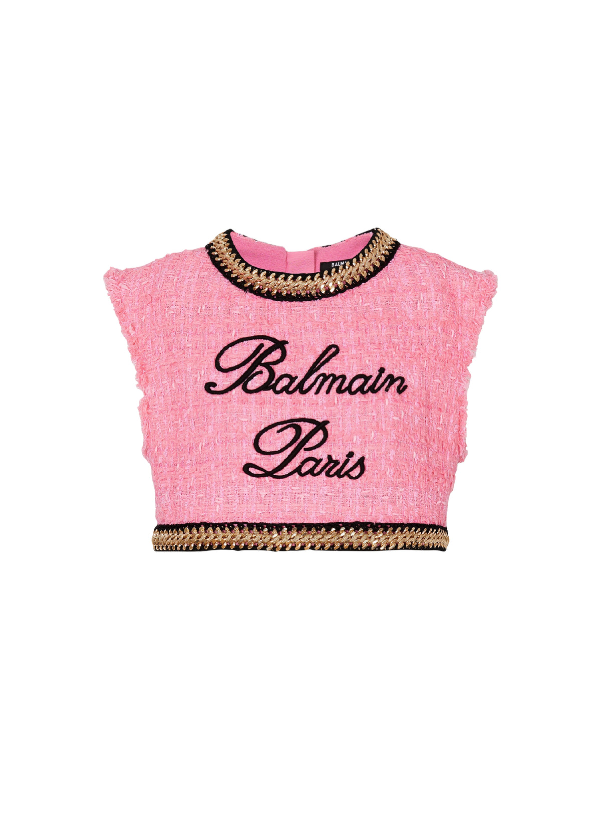 Top à chaînes en tweed - Rose Foncé